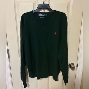 Ralph Lauren Men's Deep Green V-Neck Sweater